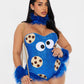 Womens Cookie Creature Costume Set with Sequin Teddy and Leg Warmers