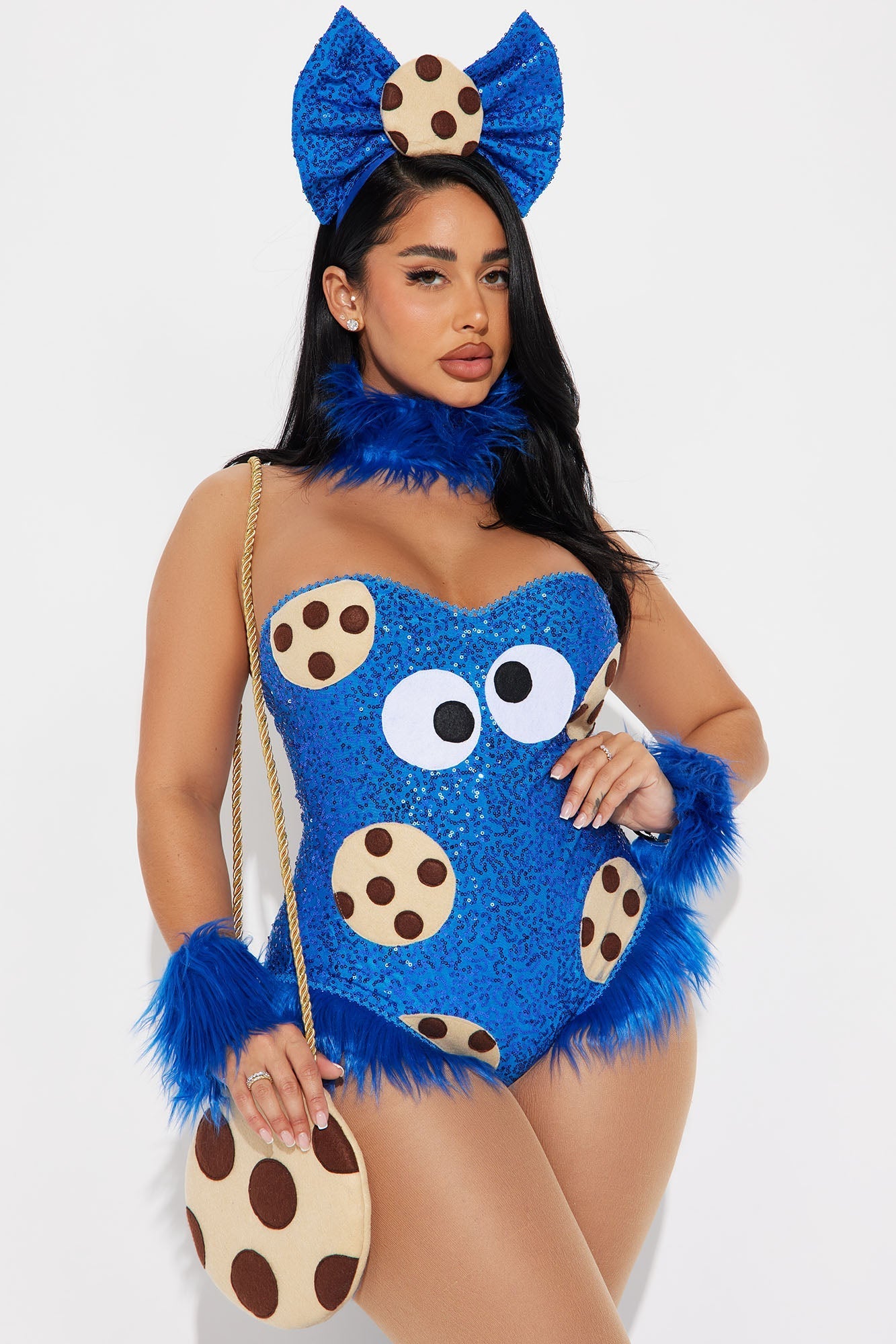 Womens Cookie Creature Costume Set with Sequin Teddy and Leg Warmers