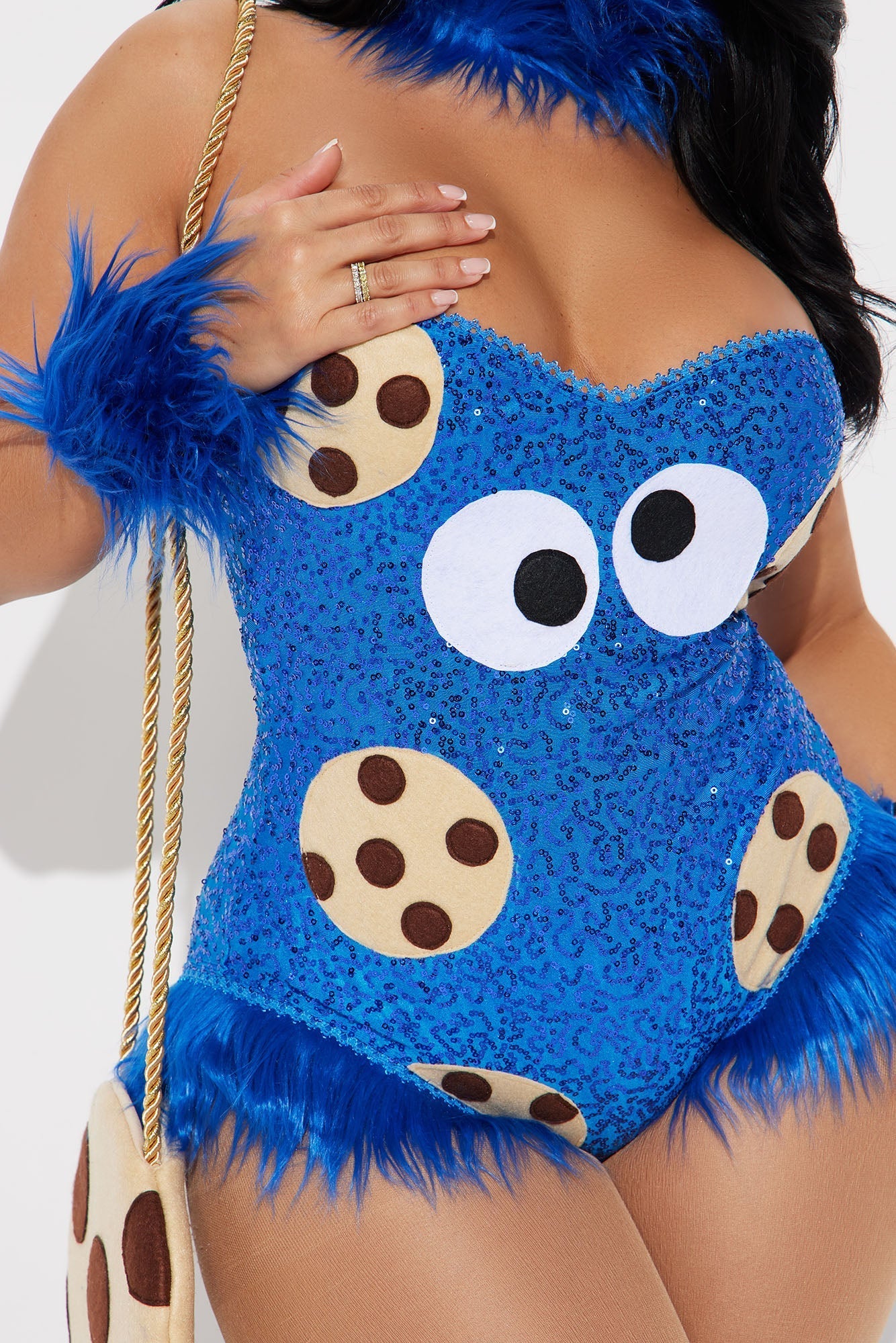 Womens Cookie Creature Costume Set with Sequin Teddy and Leg Warmers