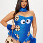 Womens Cookie Creature Costume Set with Sequin Teddy and Leg Warmers