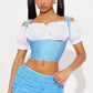 Blue Storybook Costume Set with Bustier, Bloomers, Top, Socks, and Hair Accessories