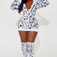 Womens Dalmatian Dog Costume Set in White and Black