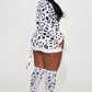Womens Dalmatian Dog Costume Set in White and Black