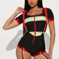 Fire Captain Romper Costume Set with Attached Suspenders and Hat
