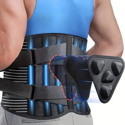 Lower Back Support Brace with Dual Pad System and Six Support Strips