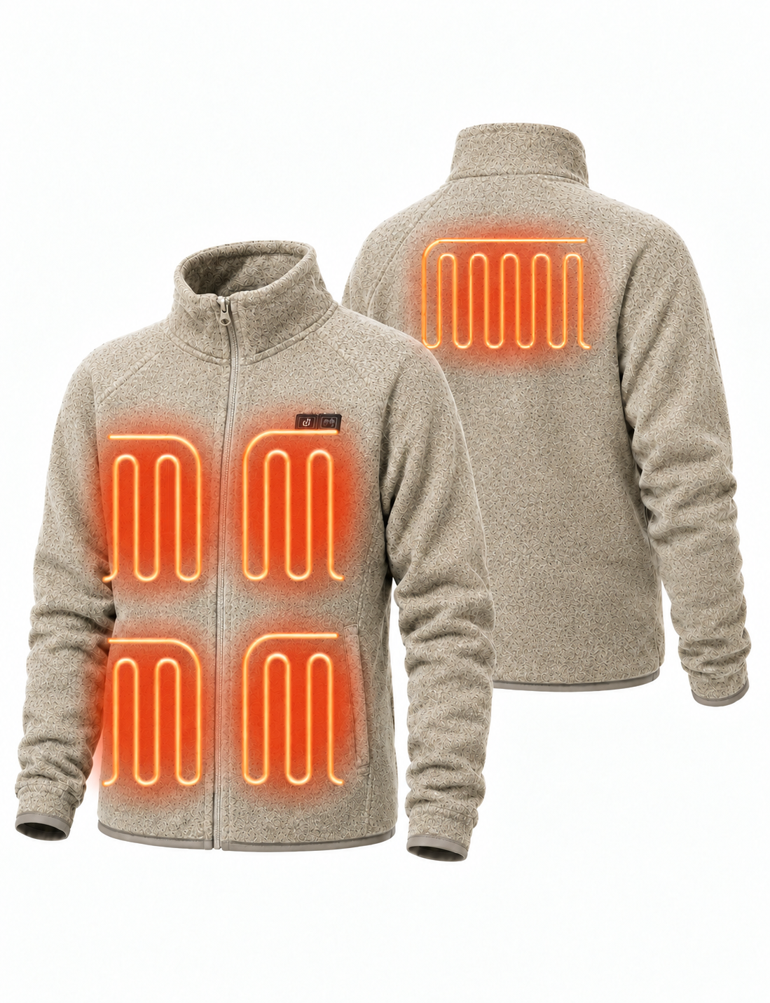 Heated Fleece Jacket with Five Carbon Fiber Zones and Power Bank Compatibility