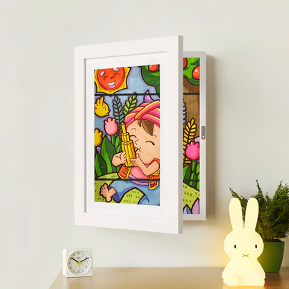 Rotating Artwork Display Frame with Magnetic Latch and 150-Sheet Storage