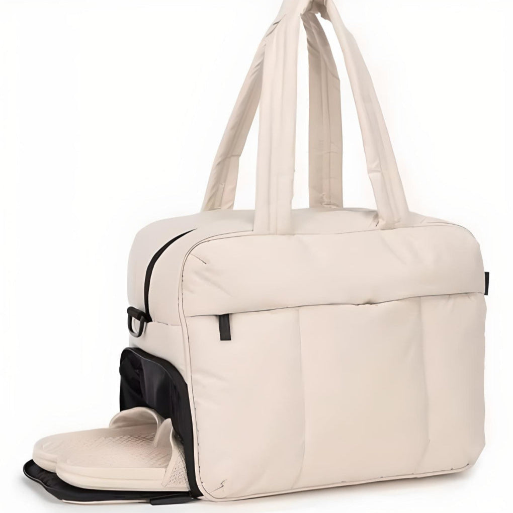 Puffer Duffle Bag with Quilted Polyester Exterior and Roomy Main Compartment