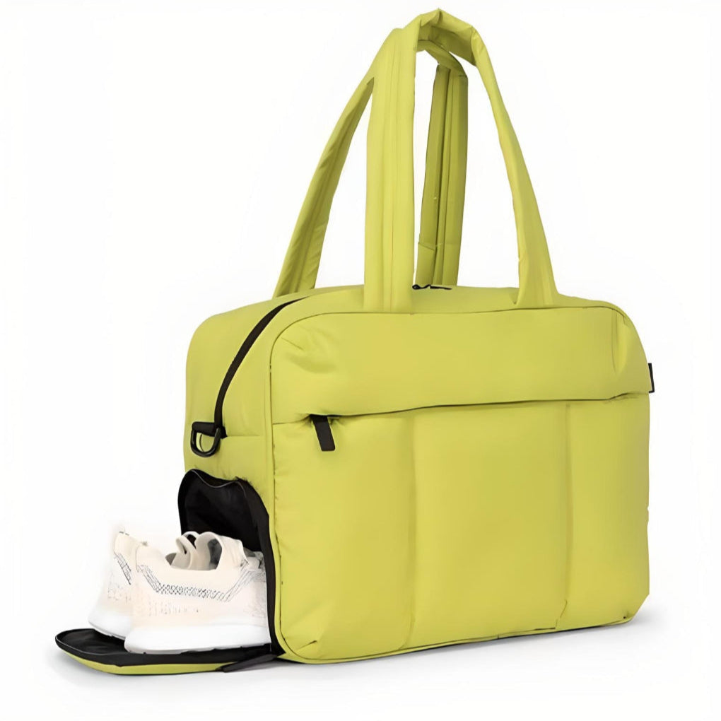 Puffer Duffle Bag with Quilted Polyester Exterior and Roomy Main Compartment