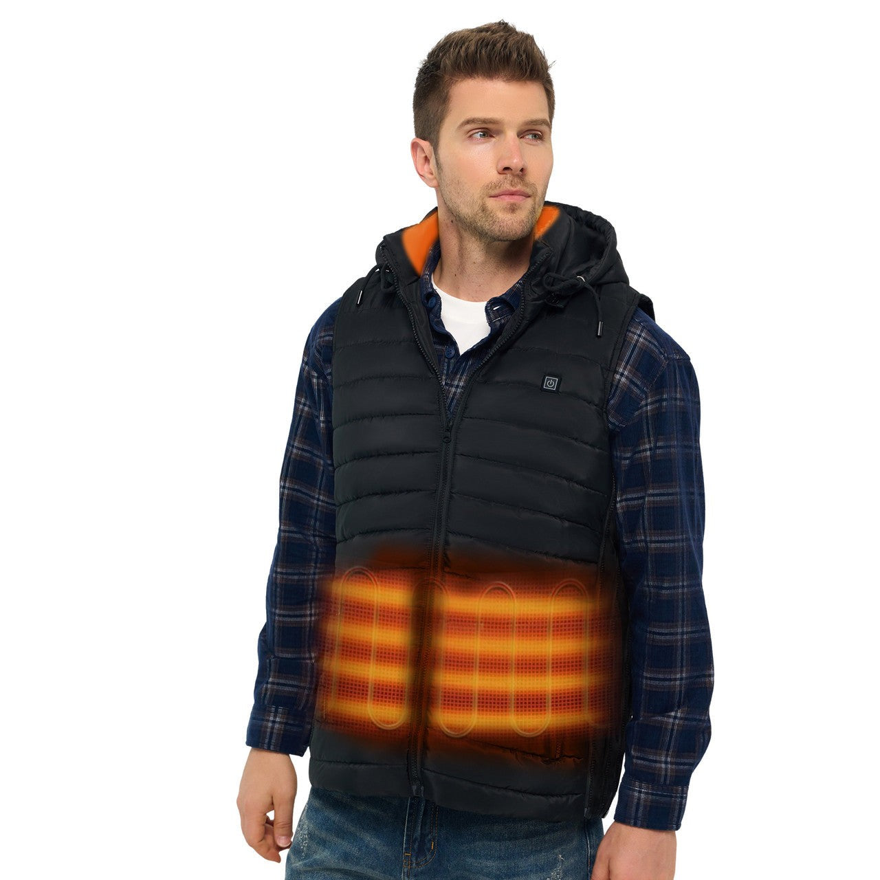 USB Thermal Heated Vest with Detachable Hood for Outdoor Cold Weather
