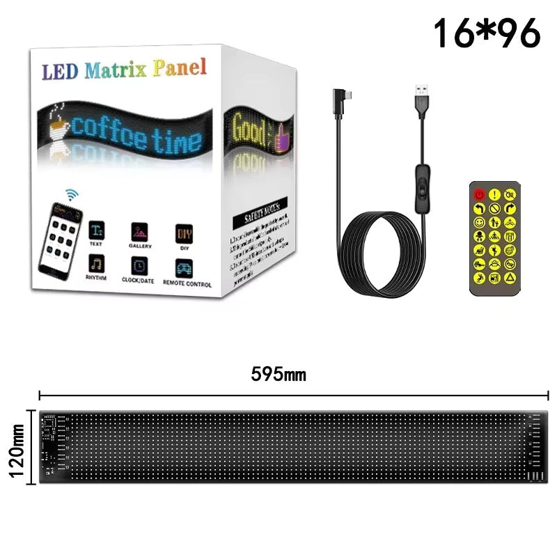 Car Windshield LED Display Panel with Remote Control and Music Sync