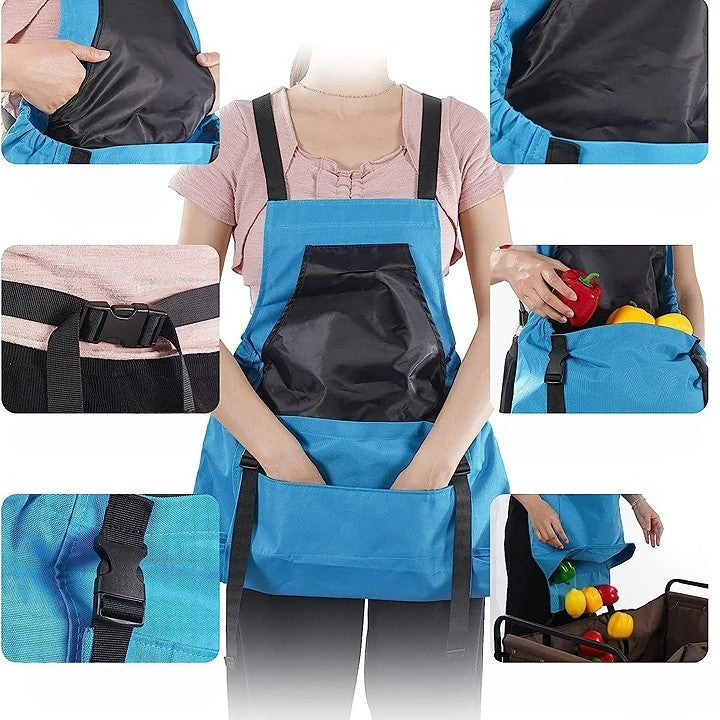 Water Resistant Garden Apron with Cross Back Straps and Dual Pockets, Adjustable Fit