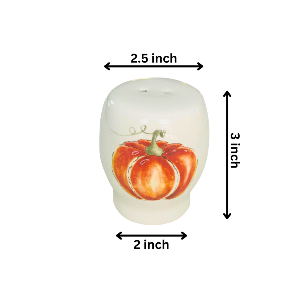 Ceramic Pumpkin Salt and Pepper Shaker Set with Harvest Design