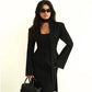 Women's Long Sleeve Blazer with Attached Scarf and Tailored Fit, Single-Breasted