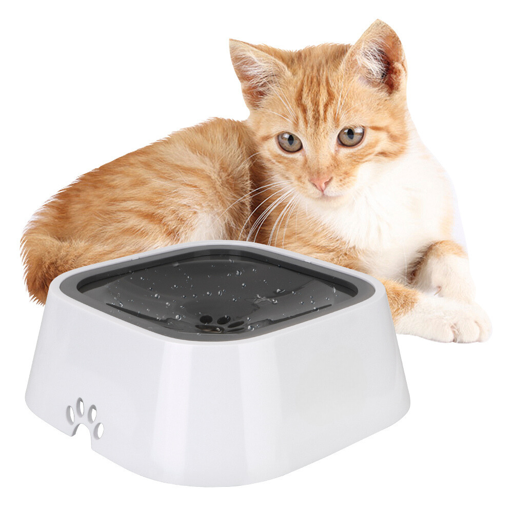 Dog Water Bowl with Floating Disk Control and Non-Slip Base, 1.5 Liter