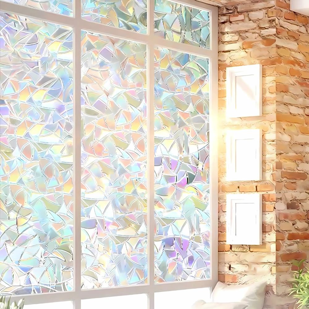 Static Cling Window Film with Rainbow Light Effect and UV Blocking
