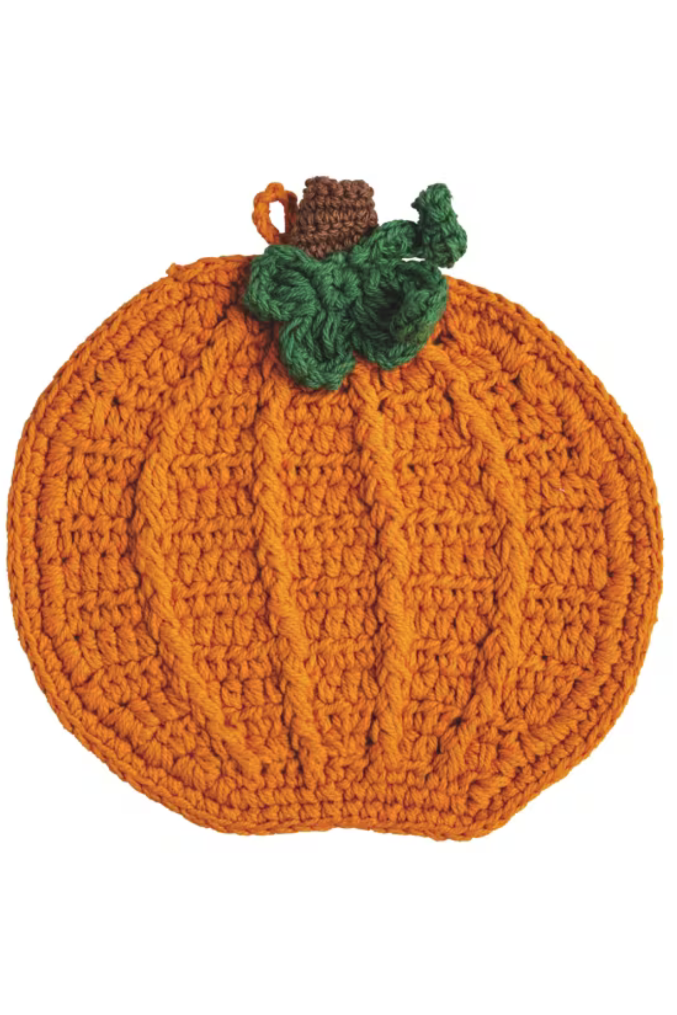 Crocheted Pumpkin Trivet with Cotton Construction and Heat-Resistant Surface