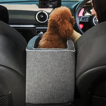 Small Pet Car Seat with Safety Lanyard and Four-Sided Walls for Dogs and Cats