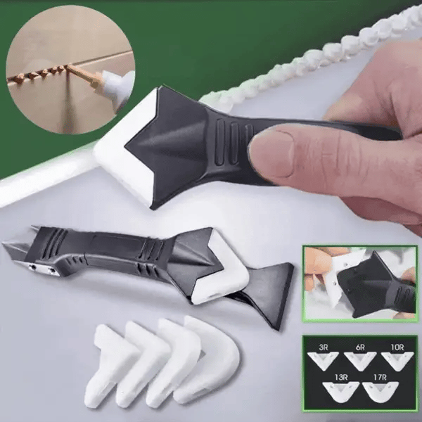 Caulk Removal Tool with Adjustable Rubber Blade and Stainless Scraper, 9-Inch
