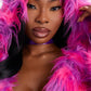 Womens Pink Kitty Costume Set with Fuzzy Hooded Dress and Leg Warmers