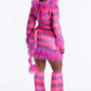Womens Pink Kitty Costume Set with Fuzzy Hooded Dress and Leg Warmers