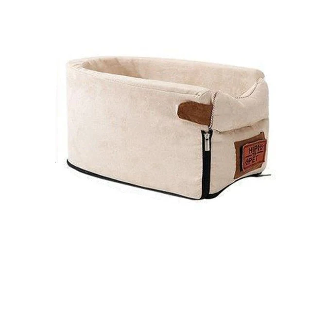 Small Pet Car Seat with Safety Lanyard and Four-Sided Walls for Dogs and Cats
