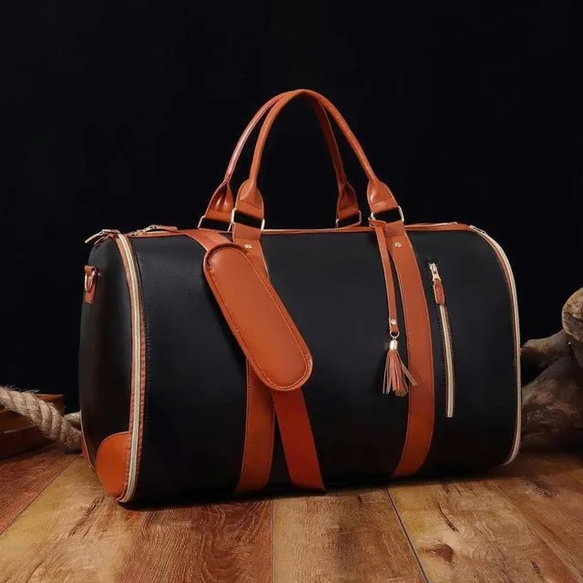 Foldable Carry On Travel Bag with Garment Hanging Zone and Rolling Wheels