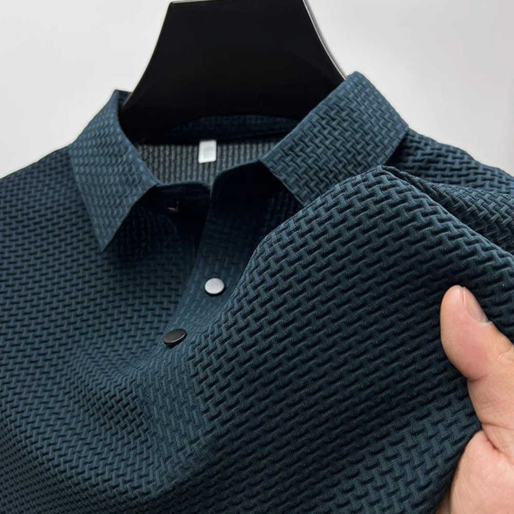 Men's Polo Shirt with Tailored Fit and Breathable Cotton Blend, Machine Washable