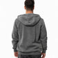 Mens Electric Heated Zipper Sweatshirt with Rechargeable Battery Pack and Dual Heating Zones