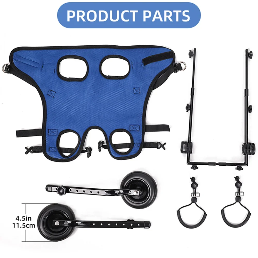 Adjustable Pet Wheelchair with Hind Leg Support and Secure Bracket, Dogs Cats