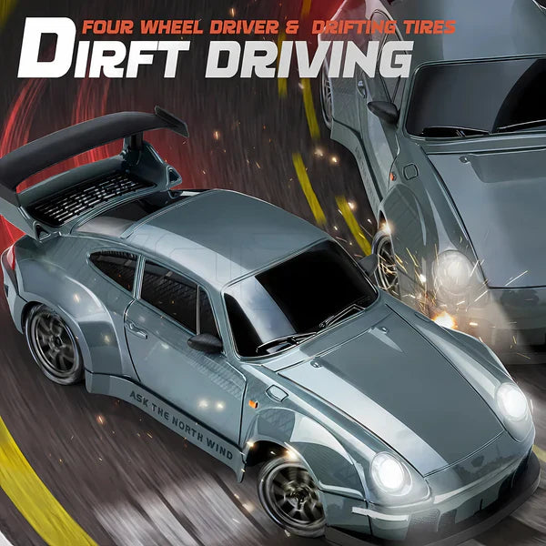 4WD RC Drift Car with Swappable Drift Tires and Rechargeable Battery, LED Track Lighting
