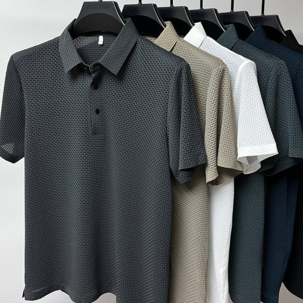 Men's Polo Shirt with Tailored Fit and Breathable Cotton Blend, Machine Washable