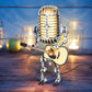 Microphone Table Lamp with Adjustable Joints and LED Bulb, Brass-Hued Metal Accent
