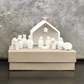 Nativity Scene Set with Nine Porcelain Figures and Stable Frame