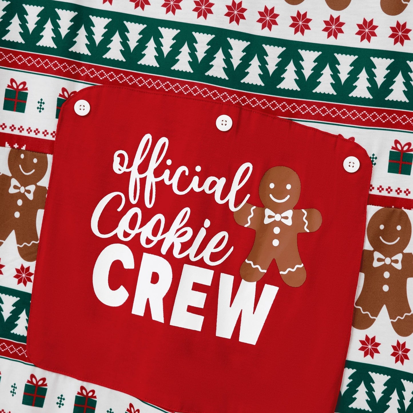 Matching Family Christmas Pajamas with Gingerbread and Tree Festive Print