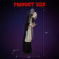 5ft Animated Halloween Figure with Sound-Activated Head Movement and Red LED Eyes, Candy Tray