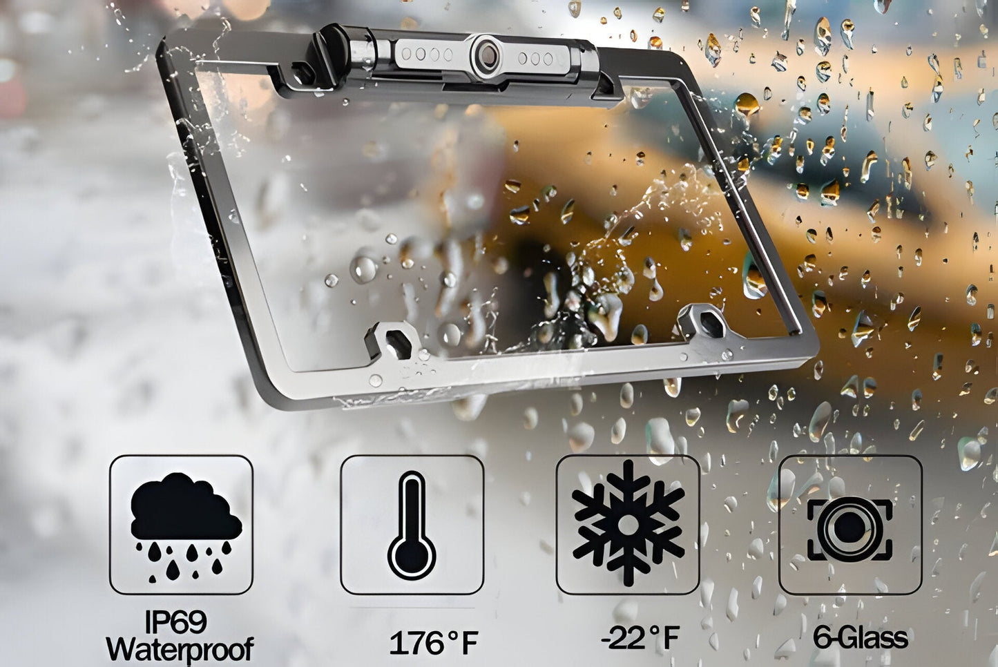 Wireless Backup Camera with 170-Degree View and Night Vision, License Plate Mount