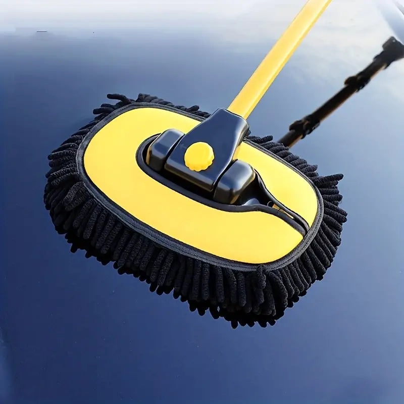 Telescopic Car Wash Brush with Rotating Head and Microfiber Chenille Bristles, Extends 19.69-40.16 inches