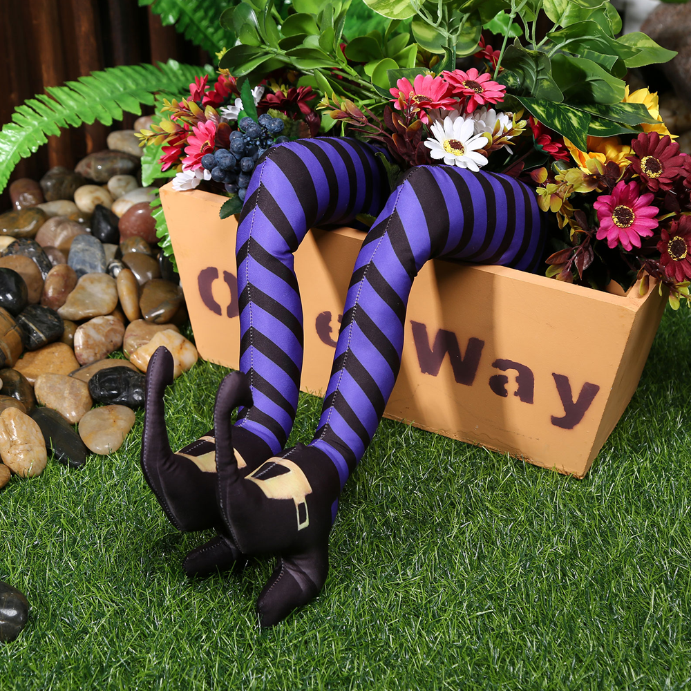 Realistic Witch Legs Halloween Yard Decoration with Installation Stakes