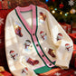 Festive Knit Cardigan with V-Neckline and Drop Shoulders, Multicolor Christmas Pattern