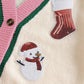 Festive Knit Cardigan with V-Neckline and Drop Shoulders, Multicolor Christmas Pattern