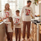Plush Fuzzy Lounge Set with Christmas Pattern and Long Sleeves, Beige Pants
