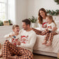Plush Fuzzy Lounge Set with Christmas Pattern and Long Sleeves, Beige Pants