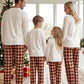 Plush Fuzzy Lounge Set with Christmas Pattern and Long Sleeves, Beige Pants