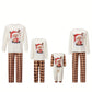 Plush Fuzzy Lounge Set with Christmas Pattern and Long Sleeves, Beige Pants