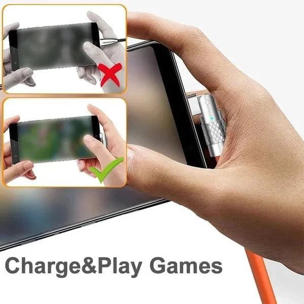 Rotating Charging Cable with 180 Degree Swivel and 3 Interchangeable Tips, 6A Fast  Charging