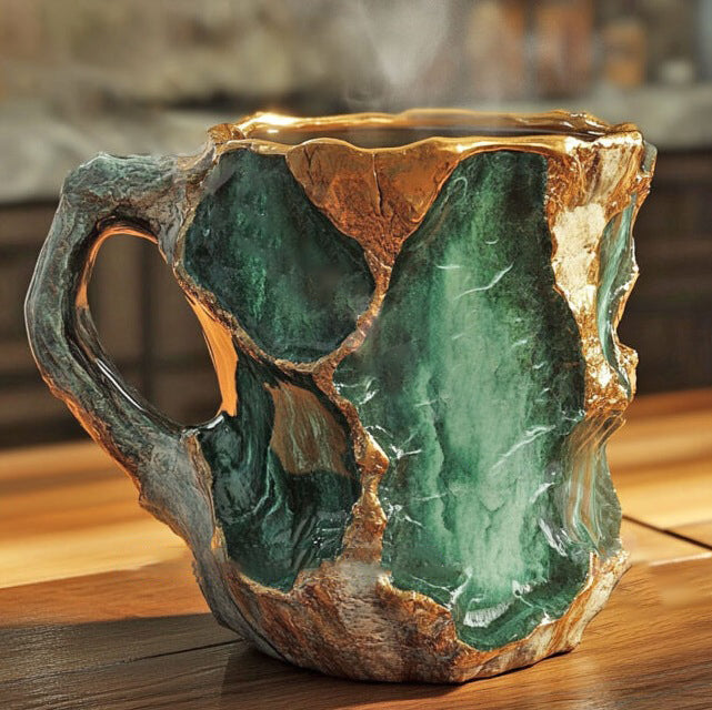 Mineral Crystal Coffee Mug with Insulating Thick Walls and Microwave Safe, 350-450ml