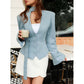 Women's Long Sleeve Blazer with Attached Scarf and Tailored Fit, Single-Breasted