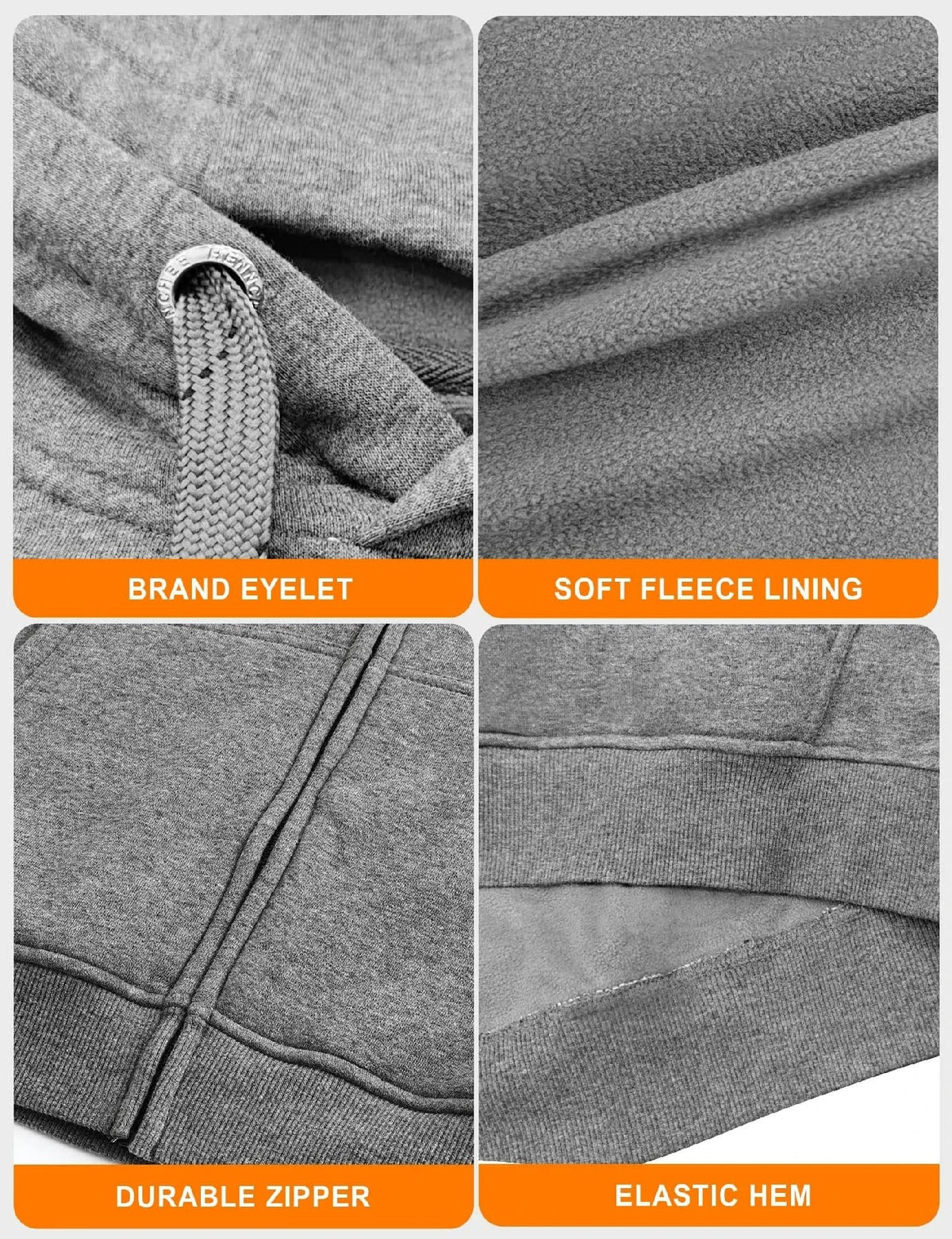 Mens Electric Heated Zipper Sweatshirt with Rechargeable Battery Pack and Dual Heating Zones