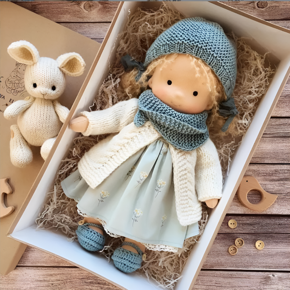 Soft Cotton Doll with Wool Stuffing and Neutral Features for Toddlers